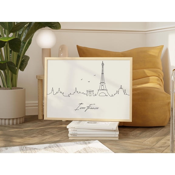 I See France Line Art Print Bathroom Decor, Unframed Paper Poster 8x10in