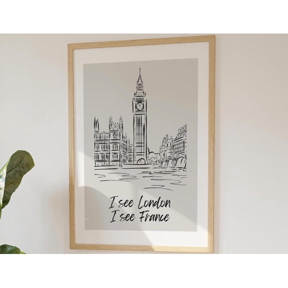 I See London I See France Funny Bathroom Wall Decor Print I See London Sign Bathroom Home Decor Restroom Sign Funny Kids Bathroom Birthday Wall Art, Modern Wall Decor, 12x18 UNFRAMED