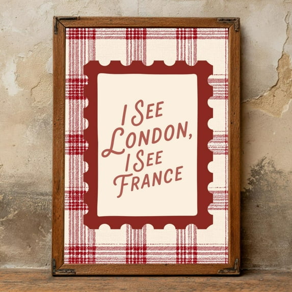 I See London I See France Print, Wall Art, Retro Plaid Poster,Typography Decor,, Unframed Canvas Size 8x12 F03.1.22l1003