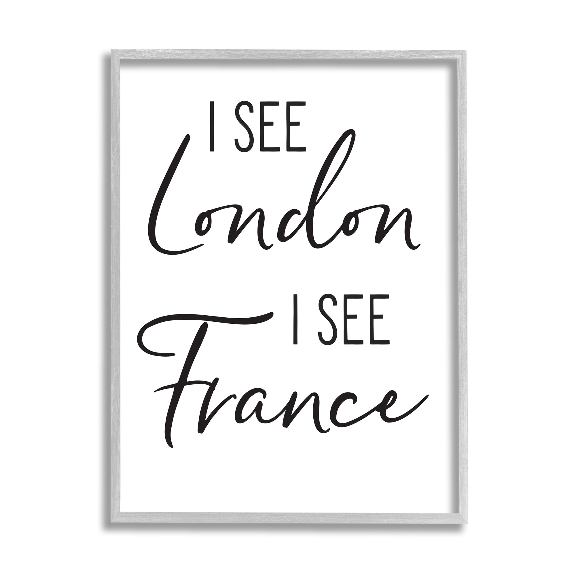 I See London and France Saying Bathroom Humor 11 in x 14 in Framed Drawing Art Prints, by Stupell Home Décor