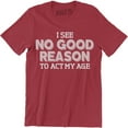 thumbnail image 1 of I See No Good Reason To Act My Age - Funny Birthday Gift Men's T-Shirt, 1 of 4
