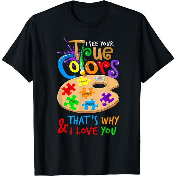 I See Your True Color Autism Painting Palette Puzzle T-Shirt