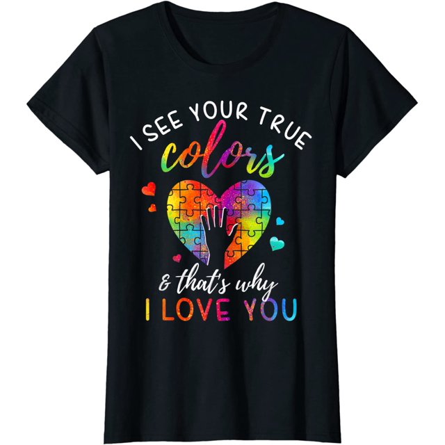 I See Your True Colors, Puzzle World Autism Awareness Month TShirt