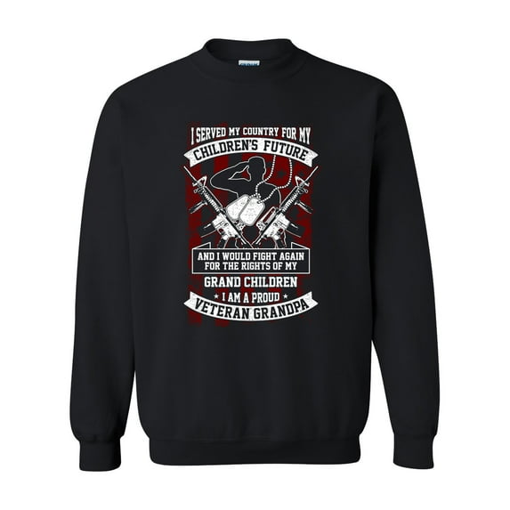 I Served My Country Veteran Grandpa Unisex Crewneck Sweatshirt-Black-large