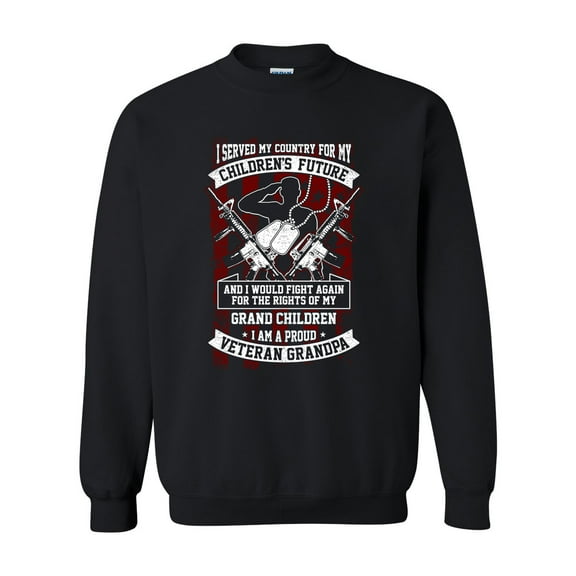 I Served My Country Veteran Grandpa Unisex Crewneck Sweatshirt-Black-small