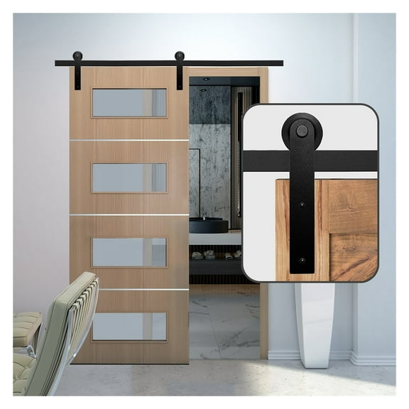 I-Shaped 4-16FT Heavy Duty Sliding Barn Door Hardware, Track Hanging Barn Door Hardware Kit, Black Single Door Sliding Rail
--------
,Long Lasting