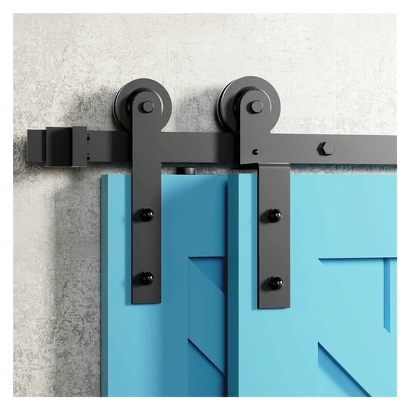 I-Shaped 4-9.6FT Bypass Sliding Barn Door Hardware, Track Bent Hanger System ,Easy to Install