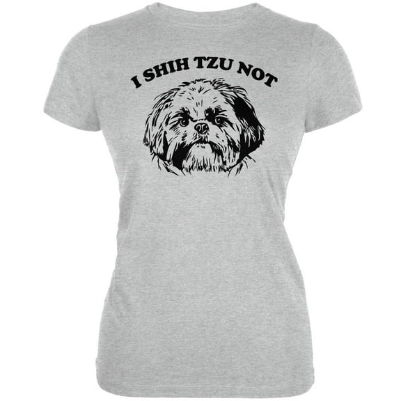 I Shih Tzu Not Heather Grey Juniors Soft T-Shirt - Small
