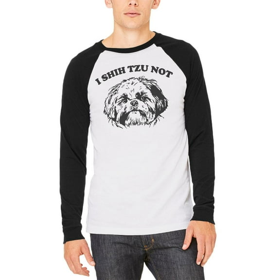 I Shih Tzu Not Mens Long Sleeve Raglan T Shirt White-Black SM