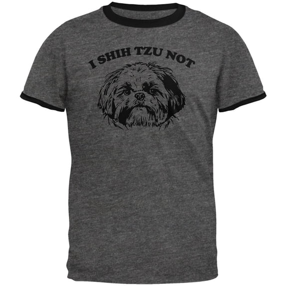 I Shih Tzu Not Mens Ringer T Shirt Dark Heather-Black 2XL