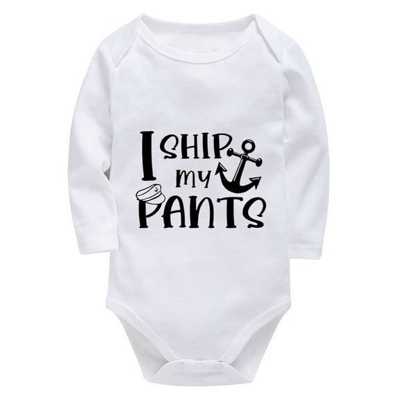 I Ship My Pants Romper for Baby Long Sleeve Unisex Newborn Outfit White Baby Girl Onsies12-18 Months