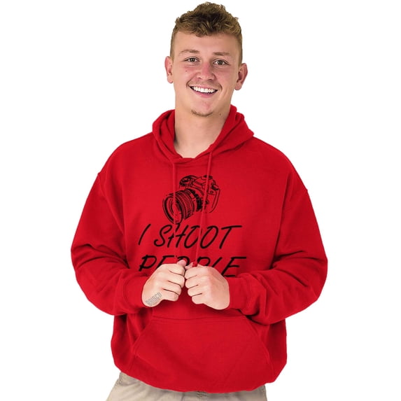 I Shoot People Camera Photography Pun Hoodie Sweatshirt Women Men Brisco Brands M