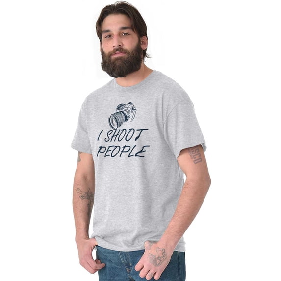 I Shoot People Camera Photography Pun Plus Size Crewneck Graphic Tee Shirt Brisco Brands 3X