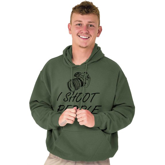 I Shoot People Camera Photography Pun Unisex Plus Fleece Graphic Hoodie Brisco Brands 2X