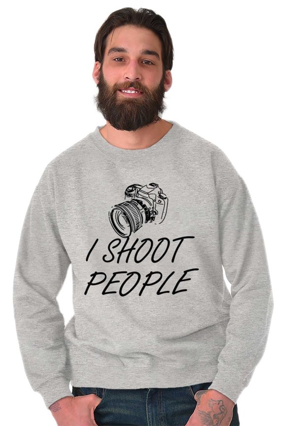 I Shoot People Camera Photography Pun Unisex Plus Fleece Graphic Sweatshirt Brisco Brands 2X