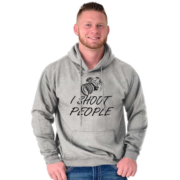 I Shoot People Camera Photography Pun Unisex Plus Fleece Graphic Hoodie Brisco Brands 3X