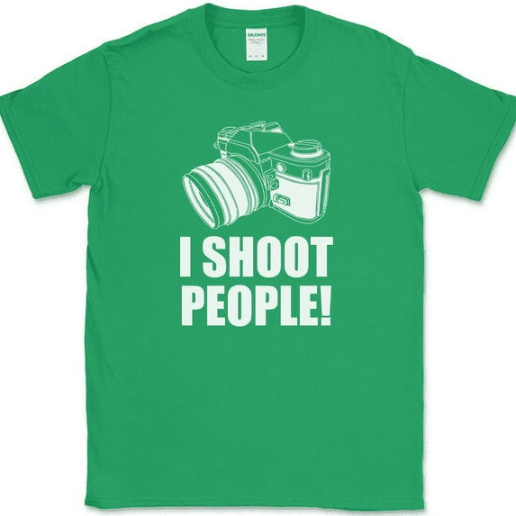 I Shoot People T-Shirt Funny Photography Photographer Hobby Tee - Green, 4XL