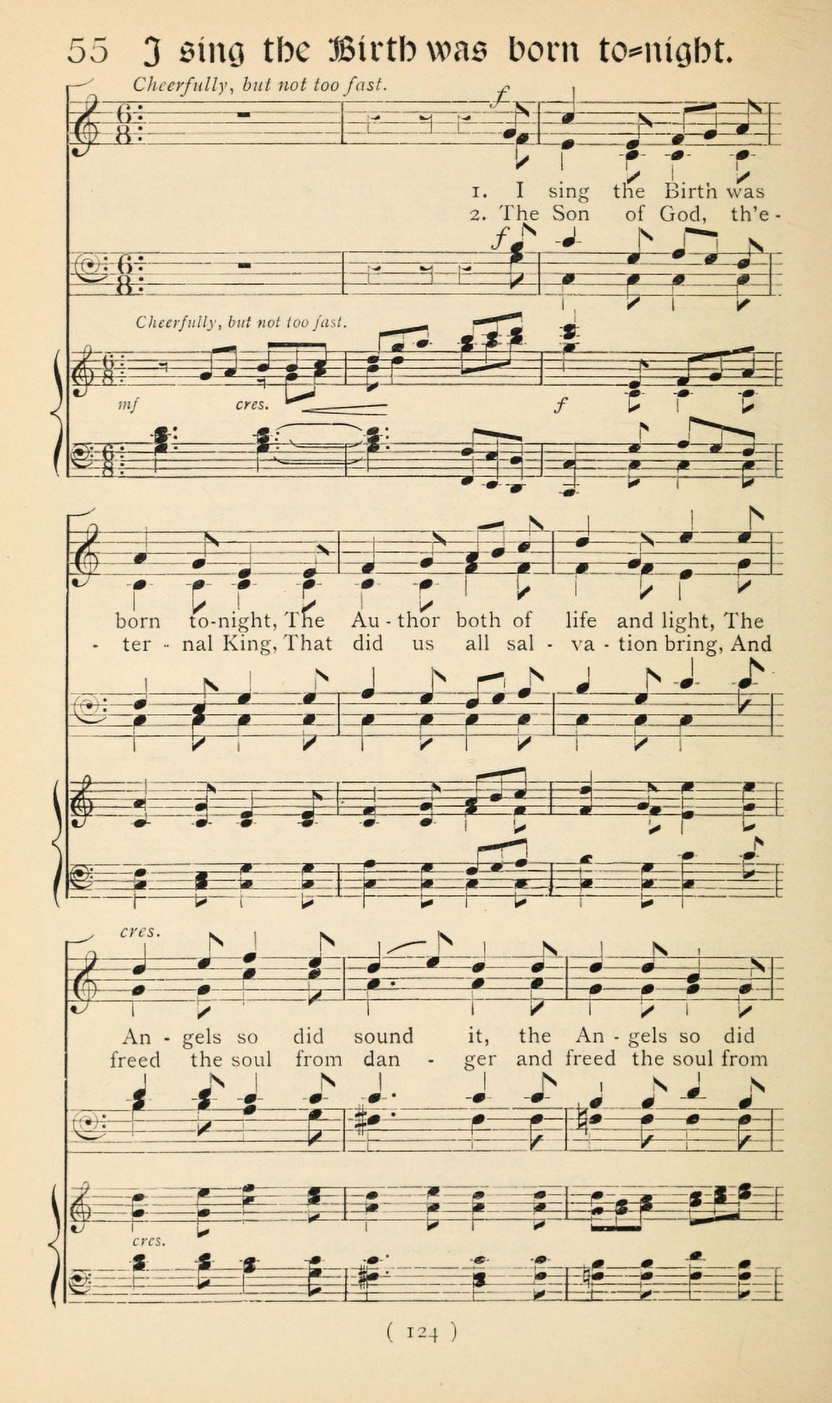 I Sing the Birth was Born Tonight 1 Christmas Carols New & Old 1850 Canvas Art -  (24 x 36)