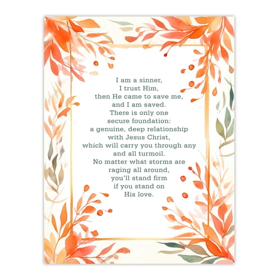 I am a Sinner Charles Spurgeon Quote Jesus Christ Christian Bible Faith God Verse Revelations Orange Flowers Artwork Extra Large XL Wall Art Poster Print