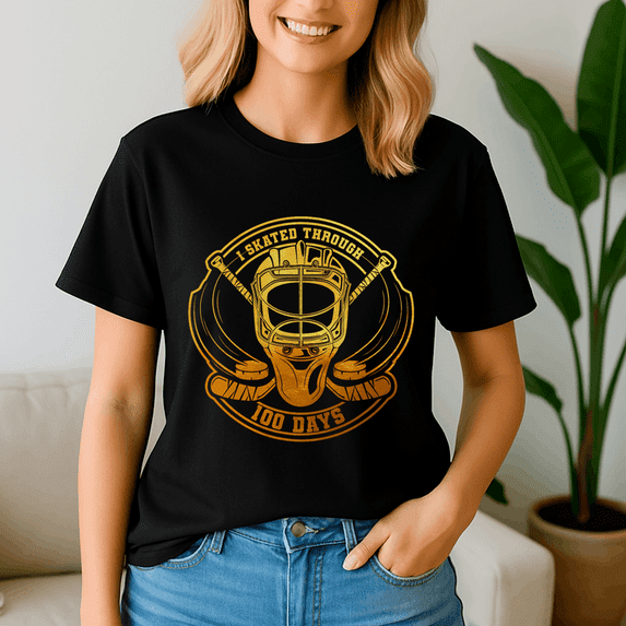 I Skated Through 100 Days 100Th Day Of School Ice Hockey, 100 Days of School Shirt,100 Day TShirt,Back to School Tee,Teacher Gift