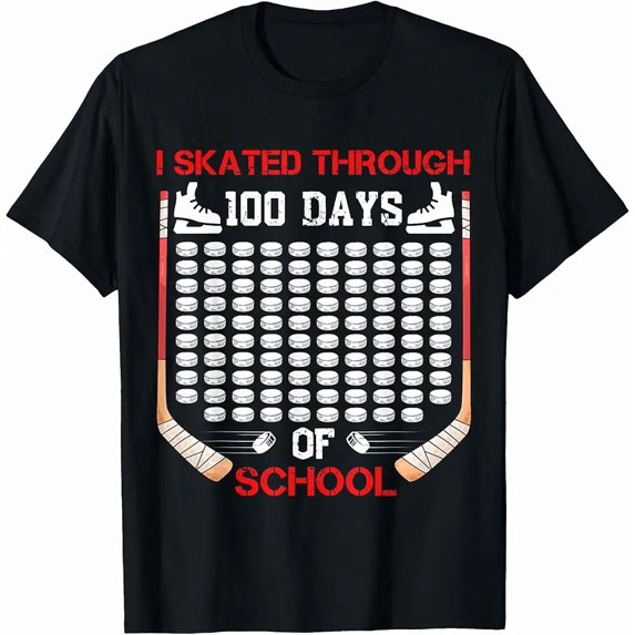 I Skated Through 100 Days of School Ice Hockey Fan 100th Day T-Shirt
