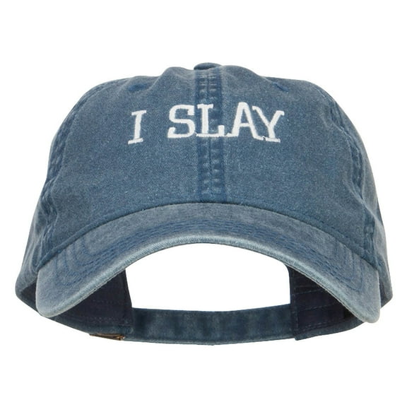 I Slay Embroidered Washed Cap - Navy OSFM