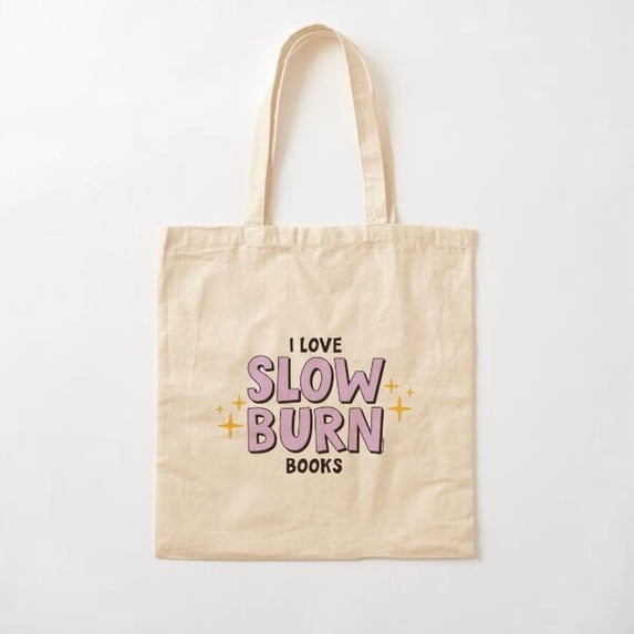 I Slow Burn Books / Bookish Aesthetic Book Nerd Merch Gifts In Pastel Purple Pink Green For Kindle Touch Her And Die Booktok Cotton Tote Bag Canvas Tote Bag, Family Gift For Mother, Her