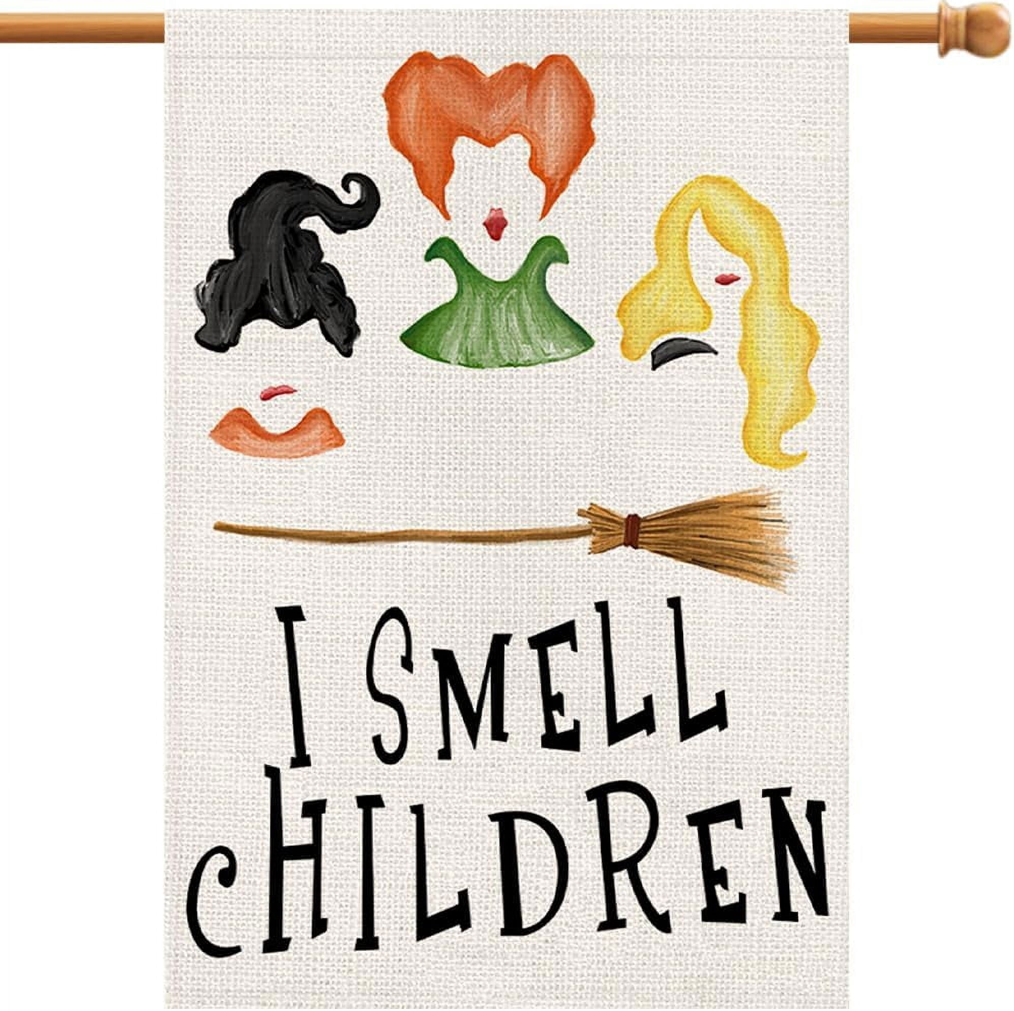 I Smell Children Halloween Garden Flag 12x18 Inch Small Burlap, Spooky