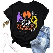 MASHALILI I Smell Children Halloween Shirt Women Sanderson Graphic Tshirt Hocus Pocus Shirts Fall Short Sleeve Tee Tops