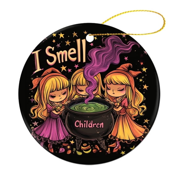 I Smell Children Halloween Witch Sister Christmas Ceramic Ornament Witches Hocus Pocus 3" Ceramic Christmas Ornament Christmas Tree Hanging Accessories for Woman Friend Birthday