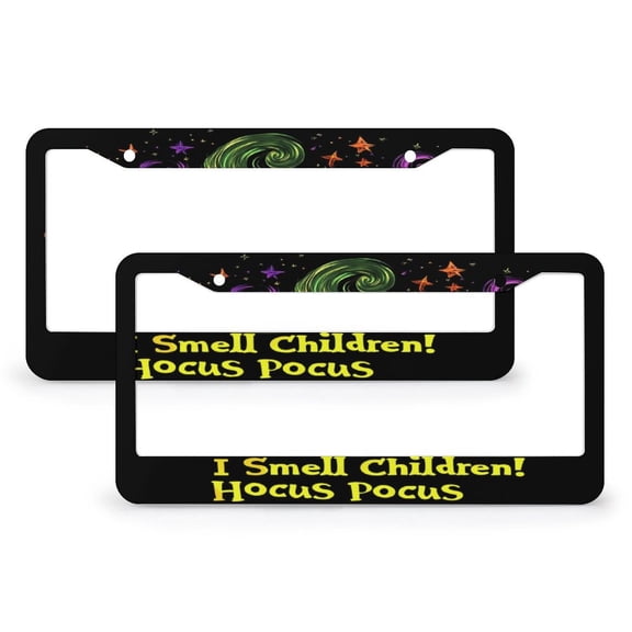 I Smell Children Halloween Witch Sister License Plate Frames 2 PCS I Smell Children Autumn Personalized License Plate Frame for Us Standard Vehicles 2 Round Holes Aluminum License Plate Cover
