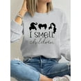 thumbnail image 1 of I Smell Children Letter Print Halloween Shirt Long Sleeve Shirts For Women, 1 of 4