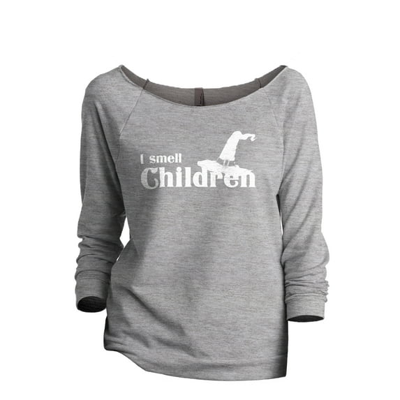 I Smell Children Women's Fashion Slouchy 3/4 Sleeves Raglan Lightweight Sweatshirt Sport Grey Large