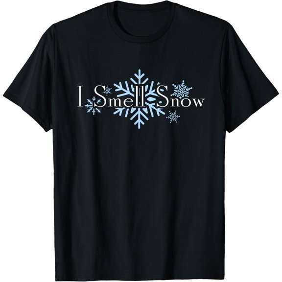 I Smell Snow Winter Christmas Holiday Snowflake T-ShirtMen's and women's gift, black and white T-shirt, size: Extra large S-4XL