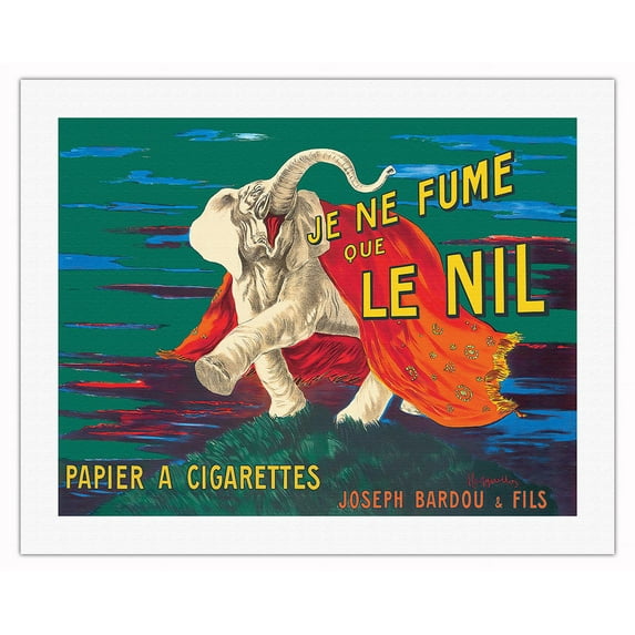 I Smoke Only Le Nil (Je Ne Fume Que Le Nil) - Cigarette Rolling Paper - Vintage France Advertising Poster by Leonetto Cappiello c.1912 - Fine Art Rolled Canvas Print 20in x 26in