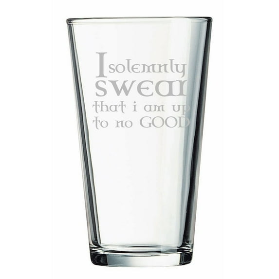 I Solemnly Swear I am Up to No Good Engraved 16 oz Pint Glass