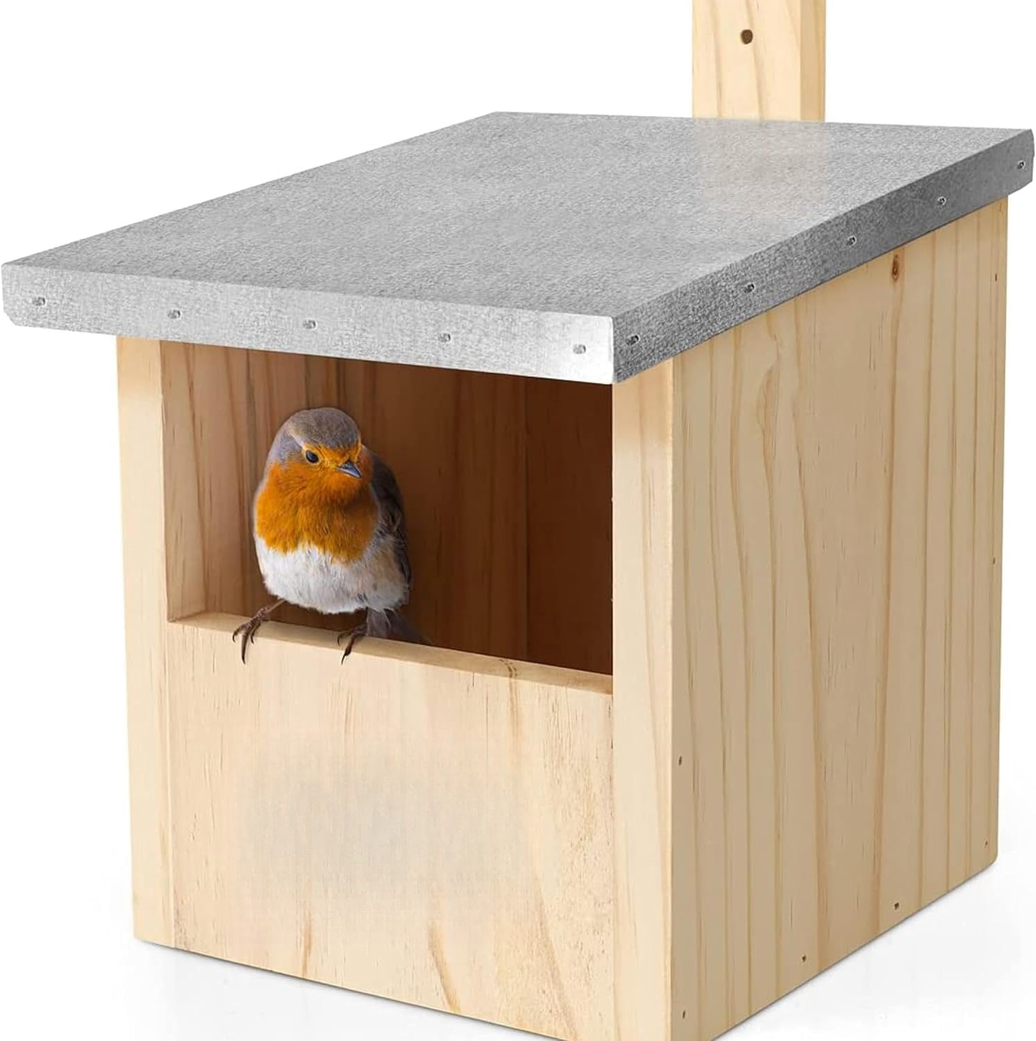 Red Start Box I Solid Wood Birdhouse for Robins & Co with Metal Roof - 100% ...