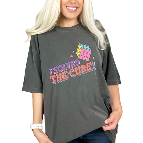 I Solved the Cube, 90s Retro Art or Smart Person, Pepper Comfort Colors T-Shirt, Small