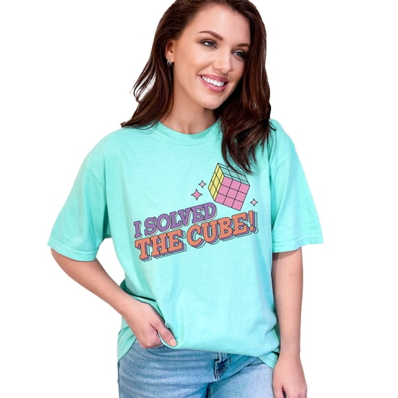 I Solved the Cube, 90s Retro Art or Smart Person Themed, Chalky Mint Comfort Colors T-Shirt, 3XL