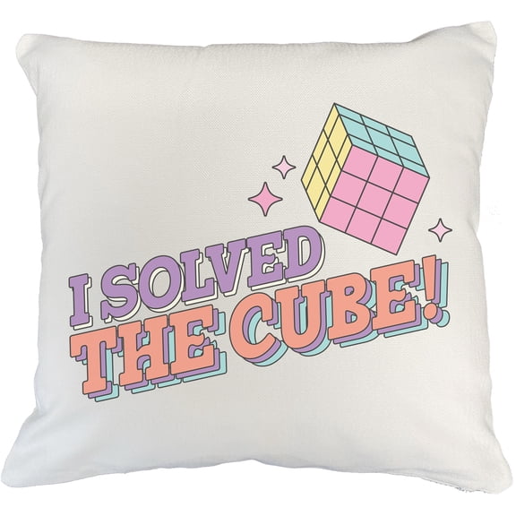 I Solved the Cube, 90s Retro Art or Smart Person Themed Merch Gift, White Pillow Case 18X18 IN