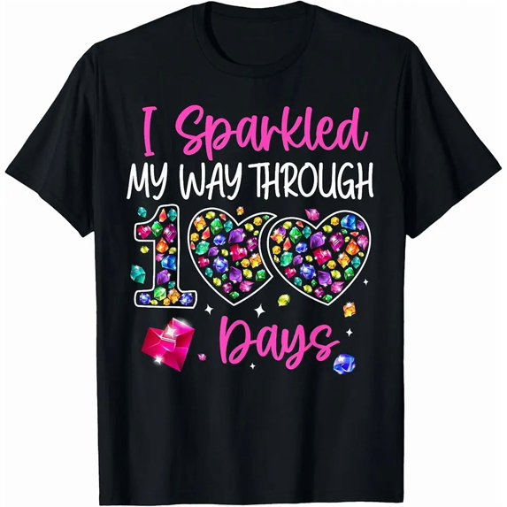 I Sparkled My Way Through 100 Days Of School Teachers Kids T-Shirt