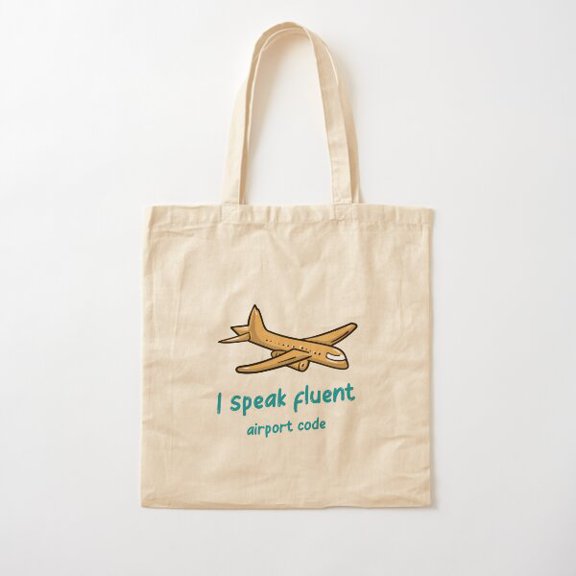 I Speak Fluent Airport Code Canvas Tote Bags, Reusable Shopping Bag