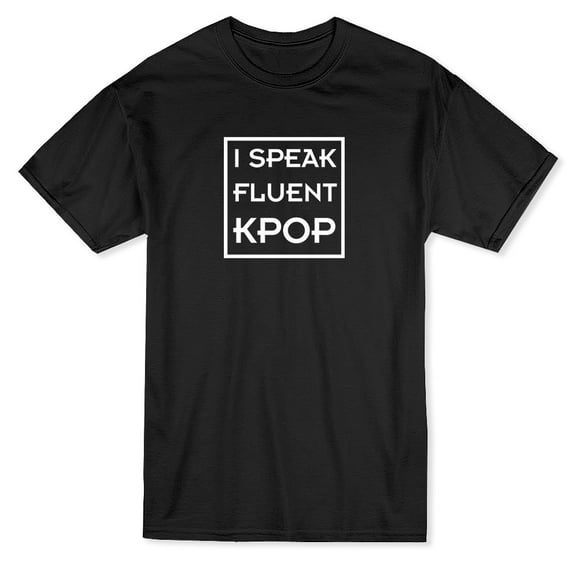 I Speak Fluent K Pop Graphic Men Black T-Shirt, Male Small