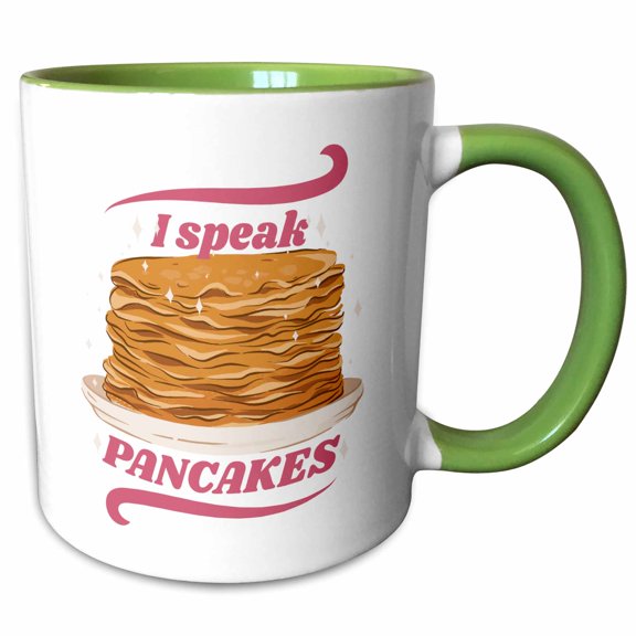 3drose, I Speak Pancakes, 11oz Two-tone Green Mug