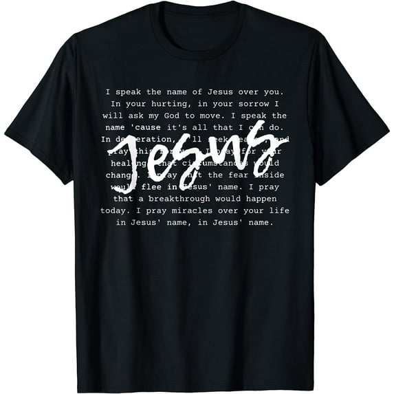I Speak The Name Of Jesus Vintage Christian Faith Prayer T-Shirt Black Large