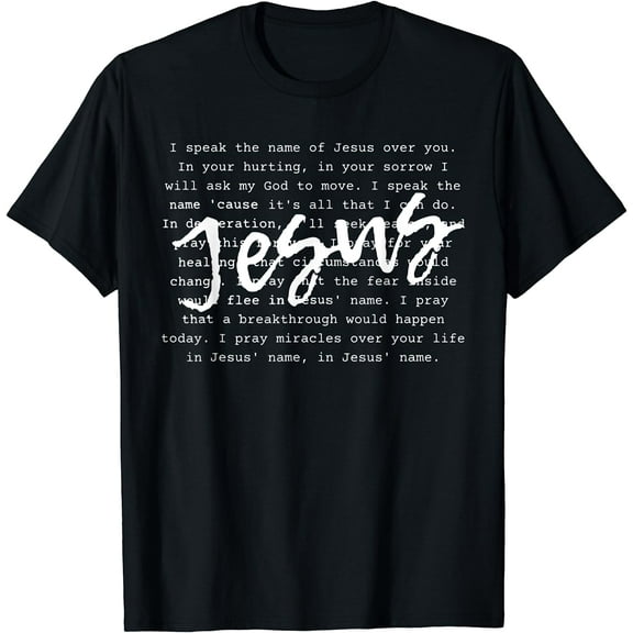 I Speak The Name Of Jesus Vintage Christian Faith Prayer T-Shirt Black Medium