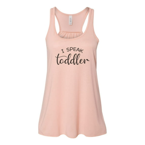 "I Speak Toddler, Racerback, Teacher Tank Top, Gift For Teacher, Teacher Shirt, Mom Tank Top, Mother's Day Gift, Preschool, Babysitter Shirt, Peach, SMALL"