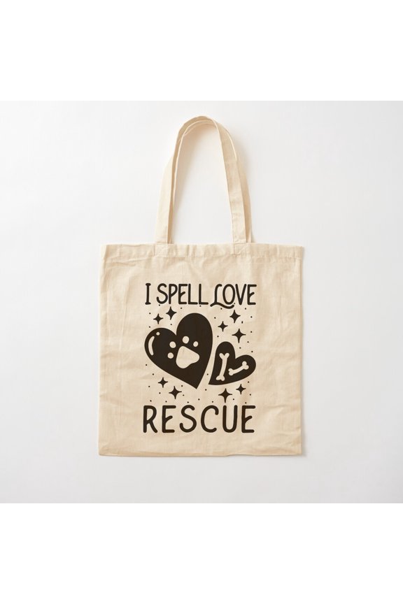 I Spell Love Animal Rescue Welfare Animal Rescuer Canvas Tote Bags, Reusable Shopping Bag