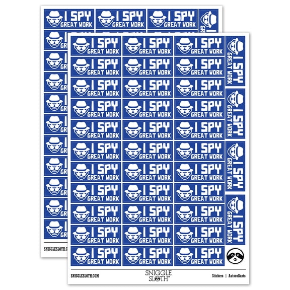 I Spy Great Work Detective Teacher Student School Sticker Set - Dark Blue - Matte Finish - 1.5" Small