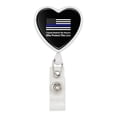 thumbnail image 1 of I Stand Behind the Heroes Who Protect This Line Thin Blue American Flag Heart Lanyard Retractable Reel Badge ID Card Holder, 1 of 3